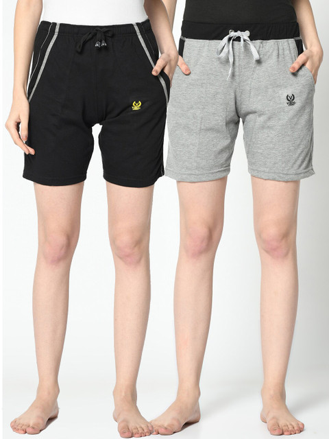

VIMAL JONNEY Women Pack of 2 Lounge Shorts, Black