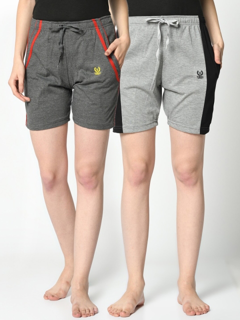 

VIMAL JONNEY Women Pack of 2 Grey & Red Lounge Shorts