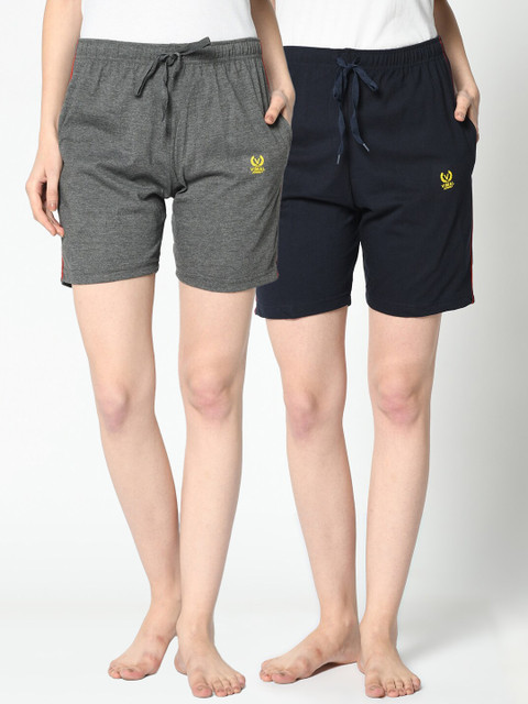 

VIMAL JONNEY Women Pack of 2 Lounge Shorts, Grey