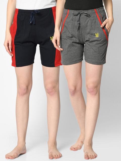 

VIMAL JONNEY Women Pack of 2 Grey & Red Lounge Shorts