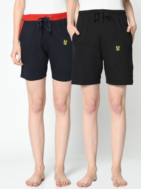 

VIMAL JONNEY Women Pack of 2 Lounge Shorts, Black