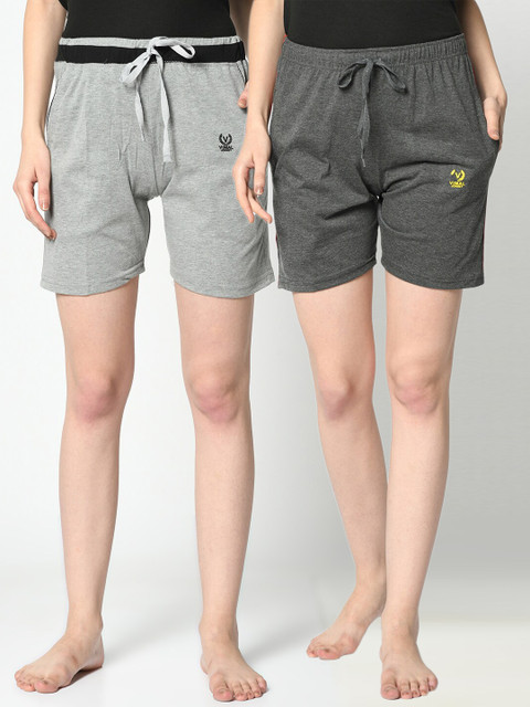 

VIMAL JONNEY Women Pack of 2 Lounge Shorts, Grey