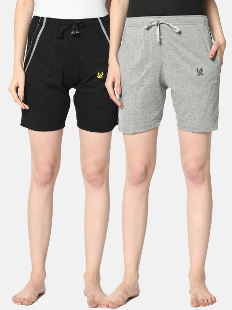 

VIMAL JONNEY Women Pack of 2 Grey & Black Lounge Shorts