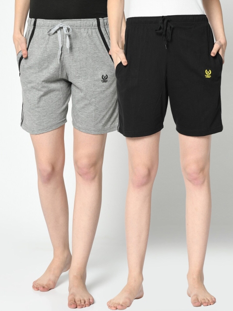 

VIMAL JONNEY Set of 2 Women Grey & Black Lounge Shorts