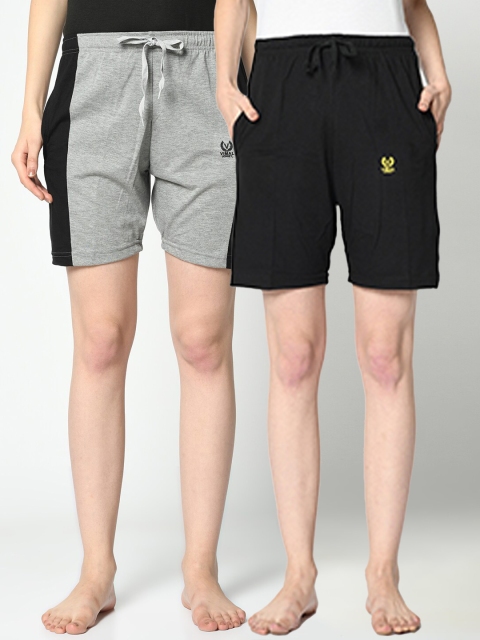 

VIMAL JONNEY Set of 2 Women Grey & Black Lounge Shorts