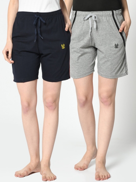 

VIMAL JONNEY Set of 2 Women Navy Blue & Grey Lounge Shorts