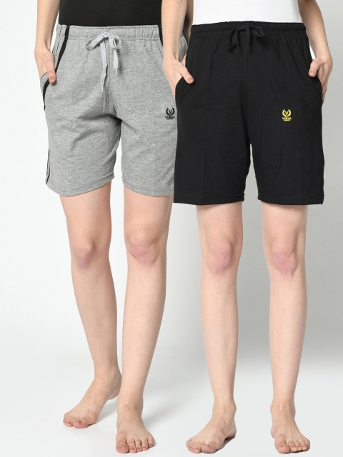 

VIMAL JONNEY Set of 2 Women Black & Grey Lounge Shorts