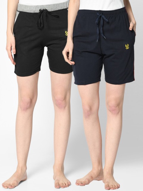 

VIMAL JONNEY Set of 2 Women Navy Blue & Black Lounge Shorts