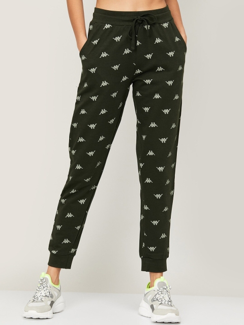 

Kappa Women Green & Grey Printed Joggers