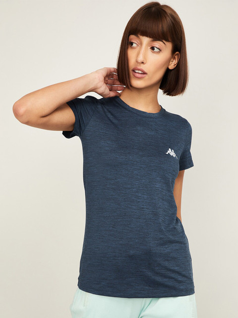 

Kappa Women Navy Blue V-Neck Sports T-shirt