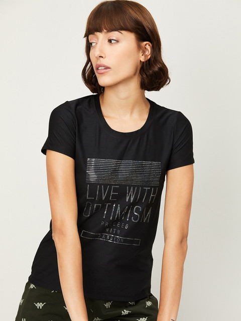 

Kappa Women Black Printed T-shirt