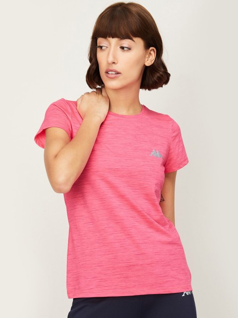 

Kappa Women Florescent Pink Self Designed Sport T-shirt