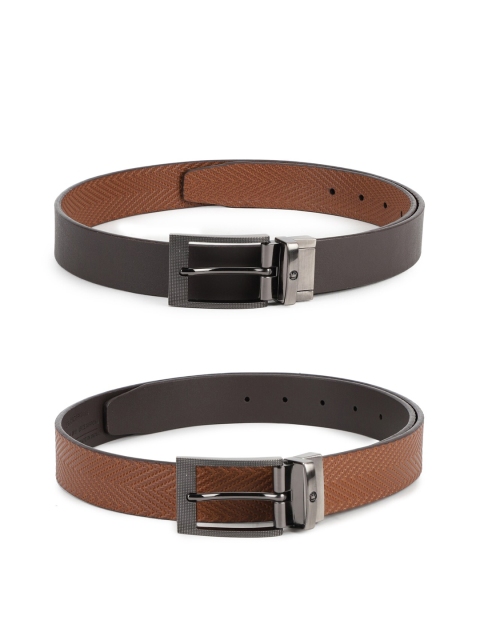 

Louis Philippe Men Pack of 2 Brown Leather Reversible Formal Belts