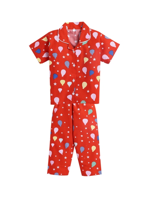 

The Magic Wand Unisex Kids Red & White Printed Night suit