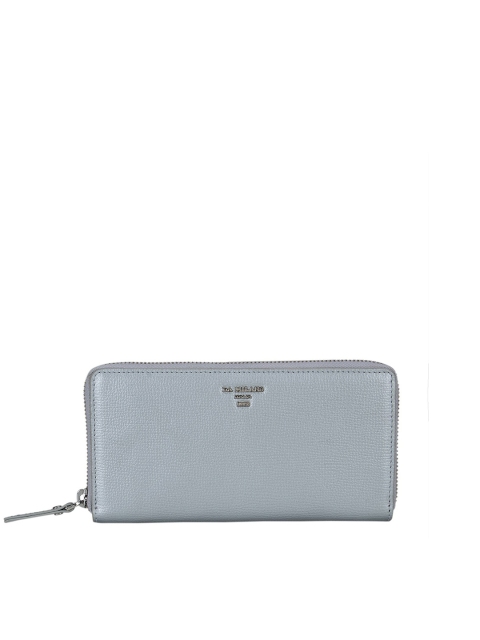 

Da Milano Women Silver Solid Leather Zip-Around Wallet