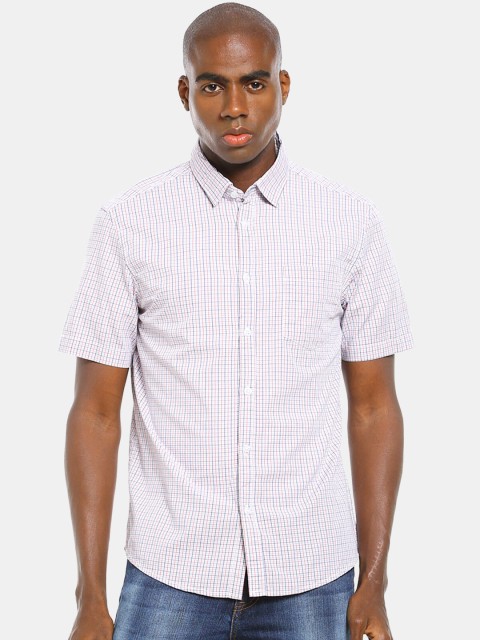 

Ruggers Men White Grid Tattersall Checks Checked Casual Shirt