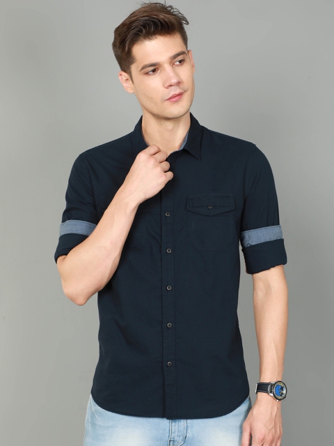 

HERE&NOW Men Teal Slim Fit Casual Shirt