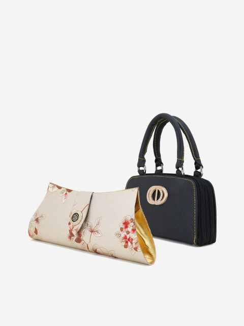 

Element Cart Pack Of 2 Cream-Coloured & Black Printed Purse Clutch
