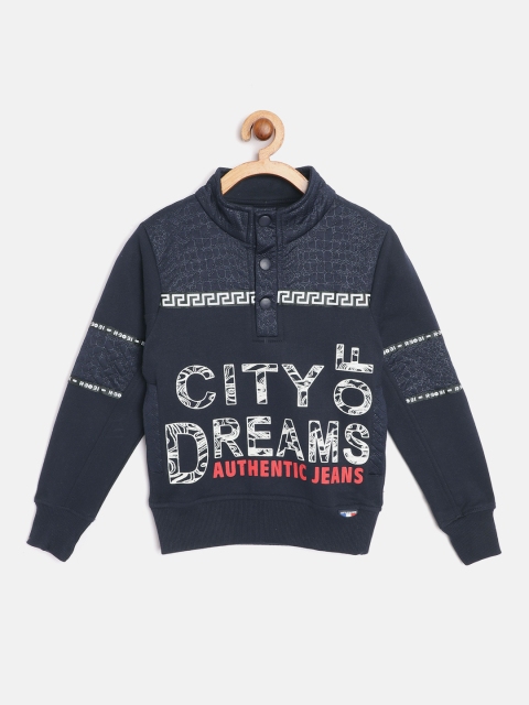 

Little Marco Boys Navy Blue & White Printed Sweatshirt
