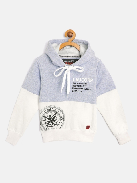 

Little Marco Boys Blue & White Colourblocked Hooded Sweatshirt