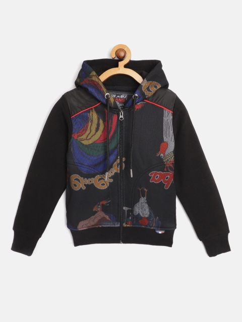 

Little Marco Boys Black & Red Printed Hooded Cotton Sweatshirt