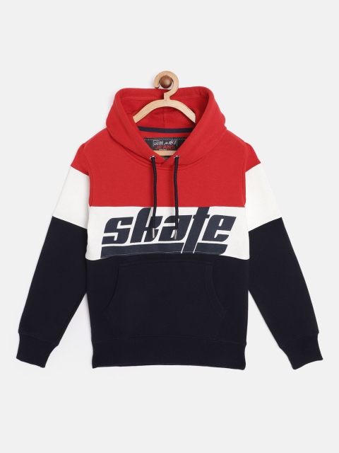 

Little Marco Boys Red & Black Colourblocked Hooded Sweatshirt