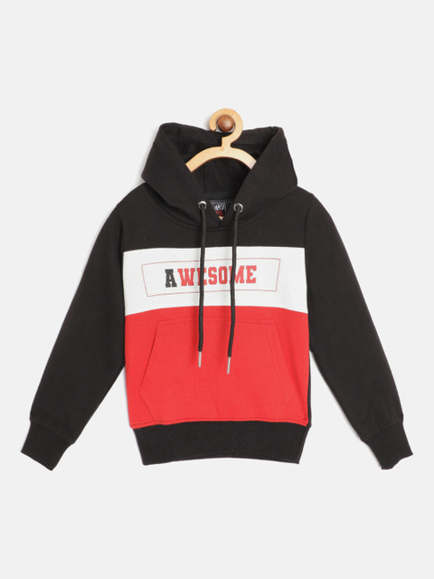 

Little Marco Boys Black & Red Colourblocked Hooded Sweatshirt