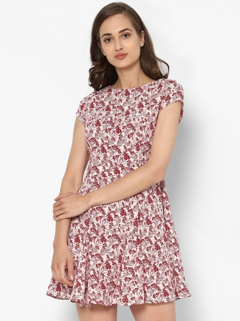 

Allen Solly Woman Maroon Floral Printed Fit & Flare Mini Dress