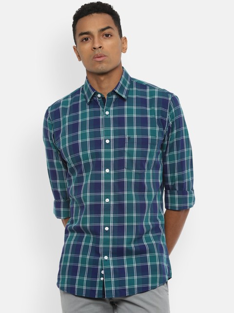 

Van Heusen Sport Men Blue Slim Fit Tartan Checks Checked Casual Shirt