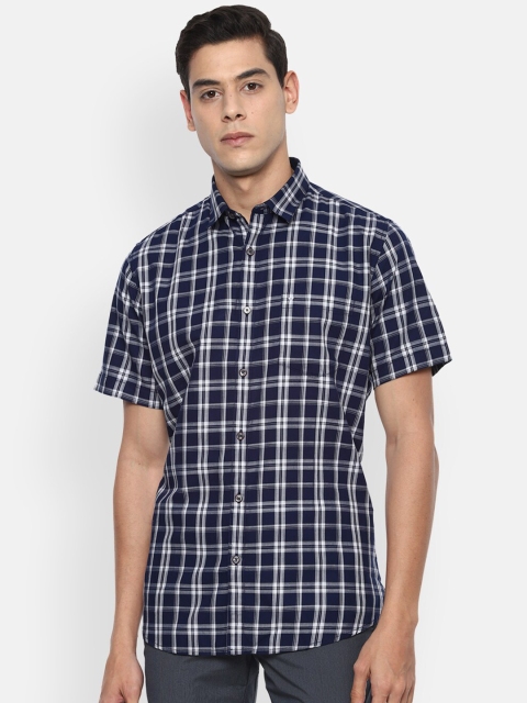 

Van Heusen Sport Men Navy Blue Slim Fit Checked Casual Shirt