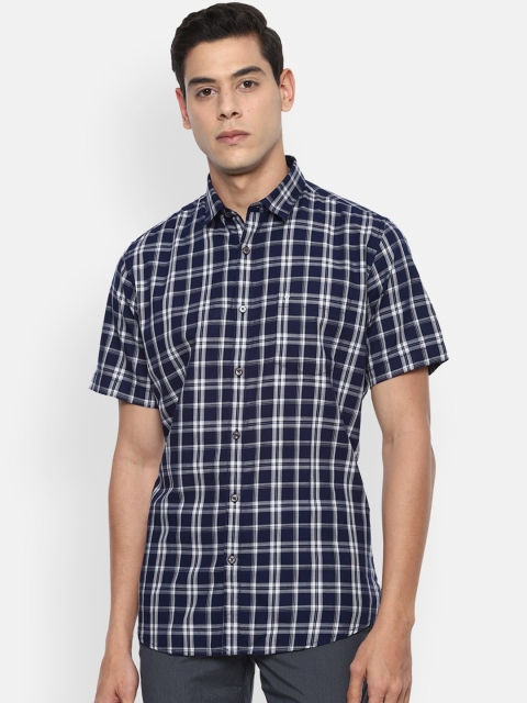 

Van Heusen Sport Men Navy Blue & White Slim Fit Checked Casual Shirt