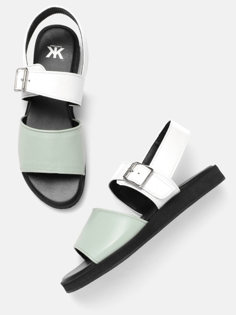 

Kook N Keech Women Mint Green & White Colourblocked Open Toe Flats
