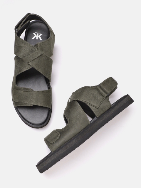 

Kook N Keech Women Olive Green Solid Suede Finish Open Toe Flats