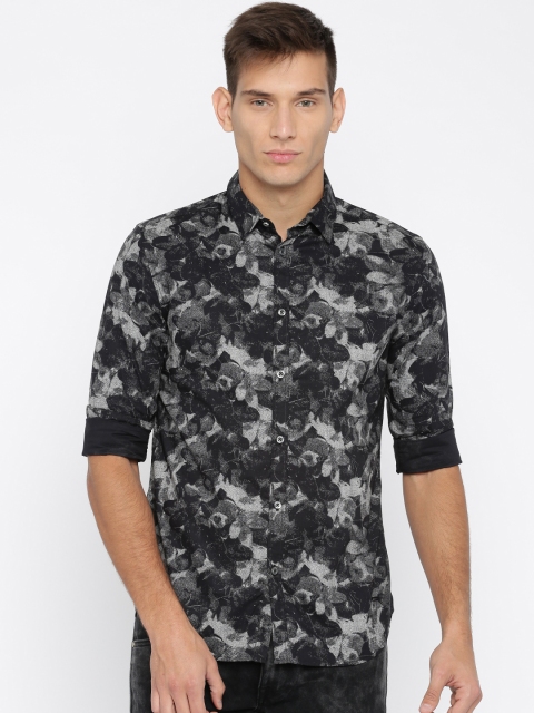 

Jack & Jones Men Black Slim Fit Printed Casual Shirt