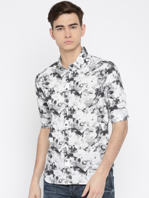

Jack & Jones Men White & Black Slim Fit Printed Casual Shirt