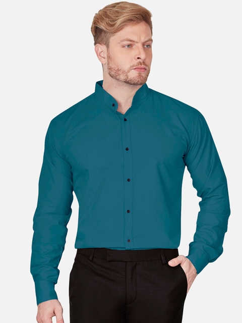 

VeBNoR Men Teal Solid Slim Fit Casual Shirt