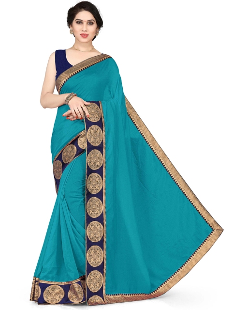 

KALINI Turquoise Blue & Gold-Toned Saree