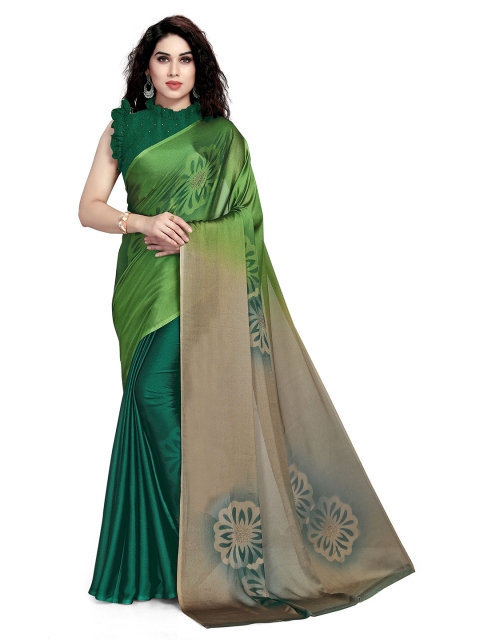 

MIRCHI FASHION Green & Beige Floral Printed Designer Saree