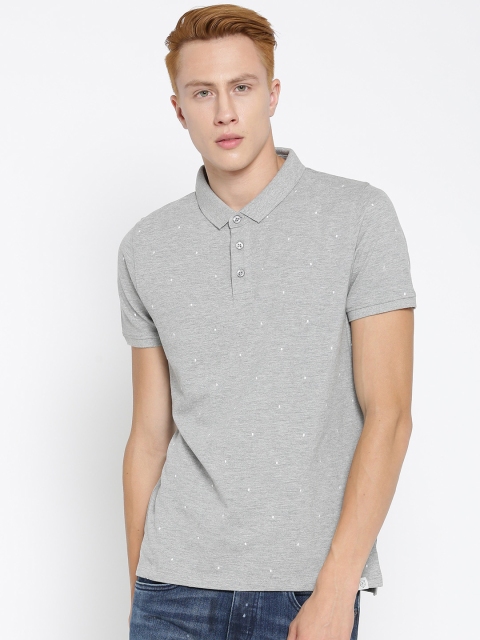 

Jack & Jones Men Grey Melange Polo T-Shirt