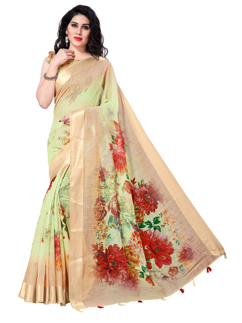 

Mirchi Fashion Green & Beige Floral Bagh Saree