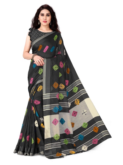 

KALINI Black & Beige Bandhani Saree