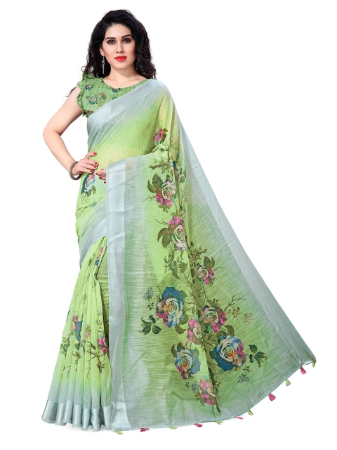 

Mirchi Fashion Green & Pink Floral Bagh Saree