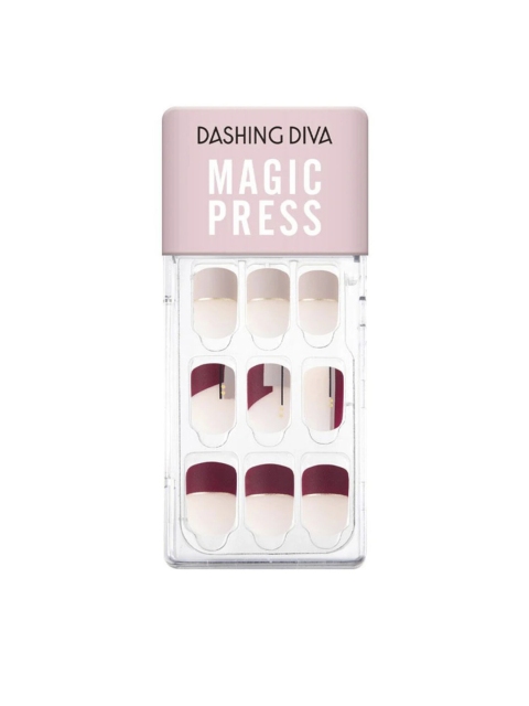 

Dashing Diva MAGICPRESS Rosewood French Artificial Nails, Multi