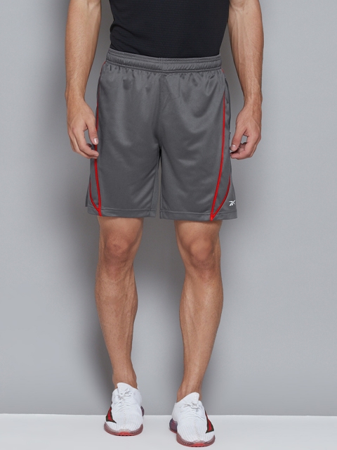 

Reebok Men Charcoal Grey Solid Mid-Rise Training or Gym Sports Shorts