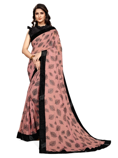 

KALINI Pink & Black Floral Saree