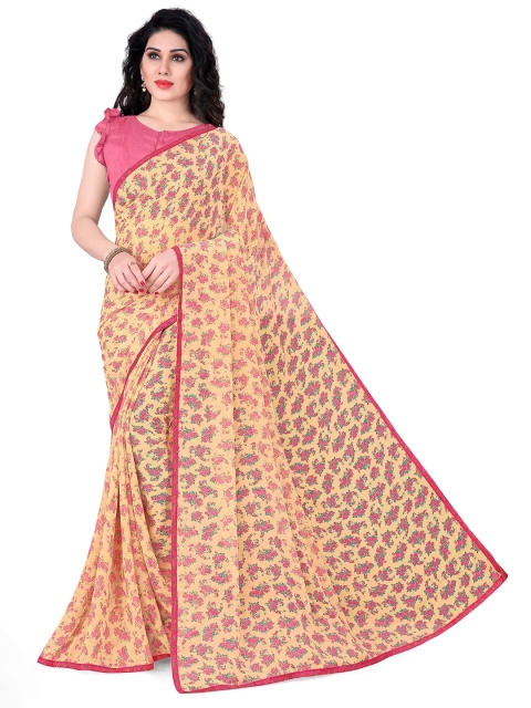 

KALINI Peach-Coloured & Pink Floral Bagh Saree