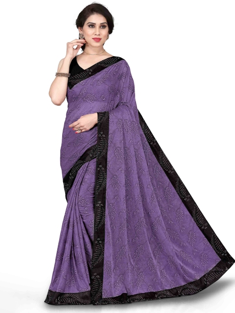 

KALINI Purple & Black Floral Printed Saree