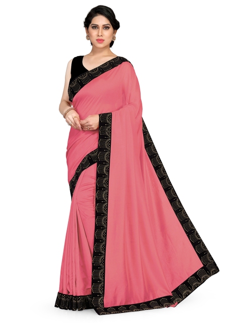 

KALINI Pink & Black Embellished Saree