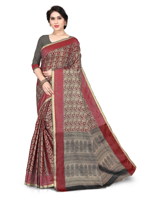 

KALINI Red & Beige Paisley Patola Saree