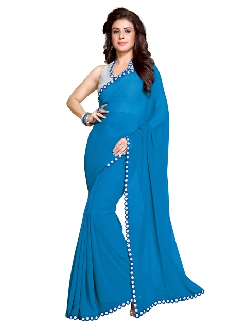 

KALINI Blue Mirror Work Saree